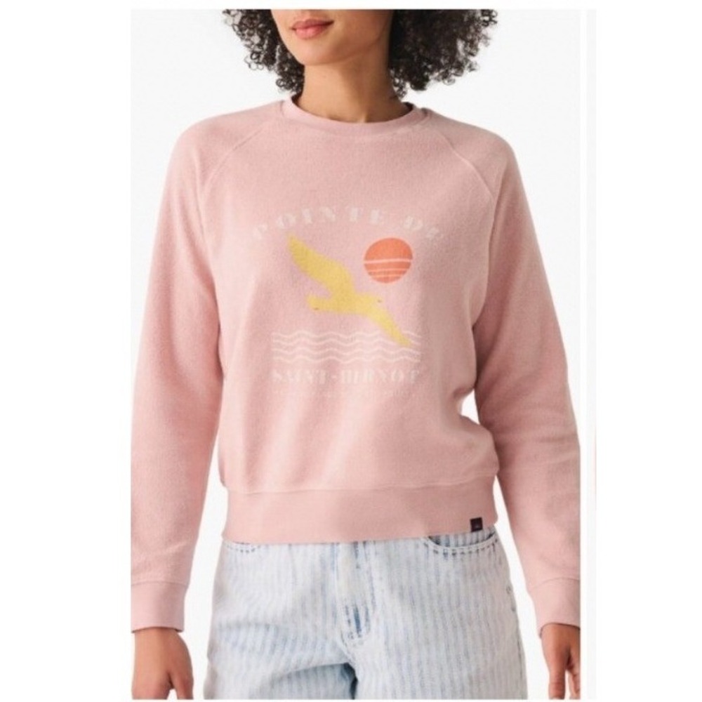 Faherty Beach Pointe De Saint-Hernot Graphic Sweatshirt Pink  S